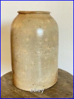 11 x 7 19th C Salt Glazed Stoneware Storage Canning Tobacco Oyster Jar Crock
