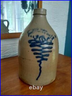 12 antique stoneware jug with blue design