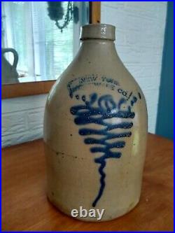 12 antique stoneware jug with blue design