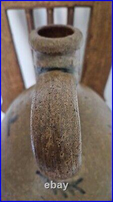 1700 Antique Stoneware Cobalt Blue Incised Crosses Ovoid Jug Jar Pottery Crock