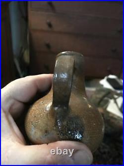 17th /18th Century 4 1/2 Inch Tiger Gla Small Oil Jug 1680-1740 German Stoneware