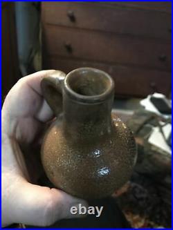 17th /18th Century 4 1/2 Inch Tiger Gla Small Oil Jug 1680-1740 German Stoneware