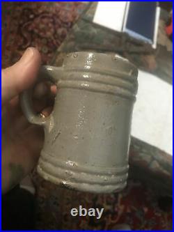 17th Century rare 1650 period 4 inch tall tavern mug German stoneware