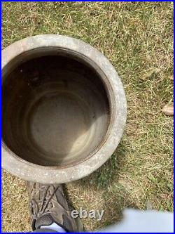 1800's American Blue Decorated Crock Salt Glaze Stoneware Century 13 1/2x 8