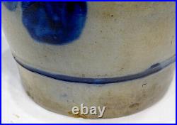 1800's Antique PRIMITIVE Cobalt Decorated SALT GLAZED STONEWARE 1/2gal CROCK Jar