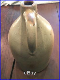 1800's WEST TROY N. Y. POTTERY STONEWARE JUG WITH DECORATION
