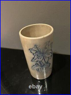 1820's Blue Etched Stoneware Flower Jar