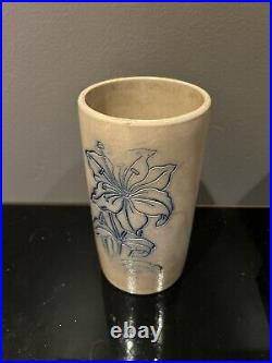 1820's Blue Etched Stoneware Flower Jar