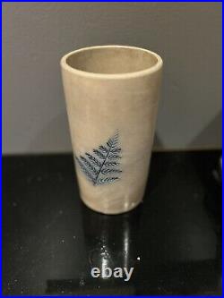 1820's Blue Etched Stoneware Flower Jar