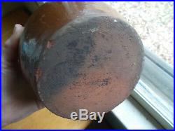 1840s EARLY REDWARE POTTERY OVOID JUG WHEEL THROWN WONDERFUL FORM