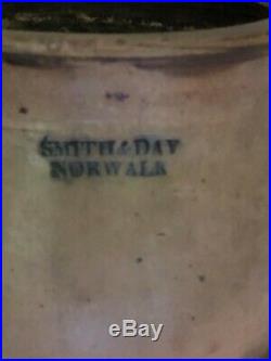 1843-1849 Antique Stoneware Signed Smith & Day Norwalk Ct Cobalt Blue