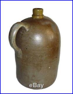 1860's Early Virginia Stoneware Pottery Jug 12 H Salt Glazed Att. Shenandoah