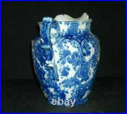 (1870 95) Blue & White Sponged Spatterware Water Pitcher Stoneware Spongeware