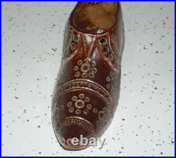 (1870 95) Miniature 5 5/8 Salt Glazed Stoneware Incised Figural Shoe