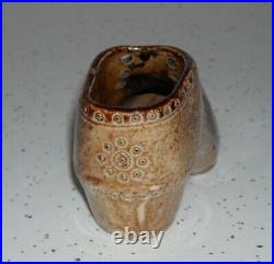 (1870 95) Miniature 5 5/8 Salt Glazed Stoneware Incised Figural Shoe