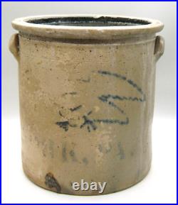 1870's Stoneware 4 Gallon Crock by H. B. Pfaltzgraff York Pa. Blue Eagle Outline
