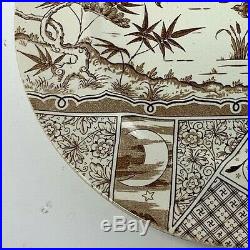 1875 Staffordshire Aesthetic Movement Transferware Brown MELBOURNE Charger Plate