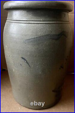 1884 1890 Greensboro, Pa, T. F. Reppert Gray Stoneware 2 Crock Storage Jar
