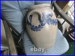18th C. Cobalt Stoneware Jar Artistic Designed All Around Heavy