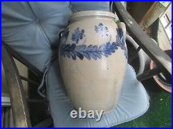18th C. Cobalt Stoneware Jar Artistic Designed All Around Heavy
