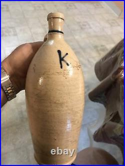18th Century Stoneware Cobalt Decorated 11 1/2 Inch Tall Bottle Nice Shape 1760