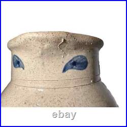 1900-1920 Salt Glazed Blue Slip Decorated Stoneware Pitcher GORGEOUS