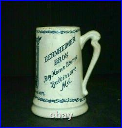 1907 Baltimore Advertising Mug BERNHEIMER BROS. Stoneware Ceramics Maryland MD