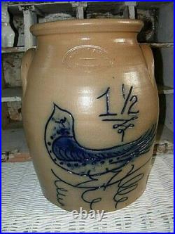 1984 Beaumont Pottery/ York, Maine Stoneware Crock Signed Dove Bird EARLY JB
