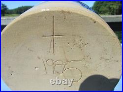 1986 Beaumont Pottery York Maine Stoneware Crock with Noah's Ark cross