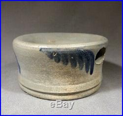 19th C Cobalt Decorated Salt Glaze Stoneware Spittoon Baltimore Virginia