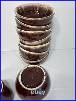 23 Piece Vintage Brown Dip Glaze Stoneware Pottery Dinner Lot USA Made