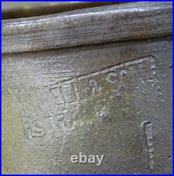 (2) 1800's SAMUEL BELL Antique STRASBURG VIRGINIA Primitive STONEWARE CROCK Jar