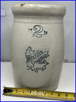 2 gallon western stoneware butterturn Collectable Christmas Gift Antique