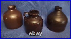 3 Antique 6 Stoneware Jugs 2 Beehive 1 Wide Mouth Charles Hermann