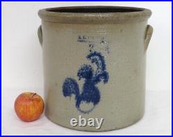 3 Gallon Cobalt Flower decorated crock, marked A. K. Ballard, Burlington VT