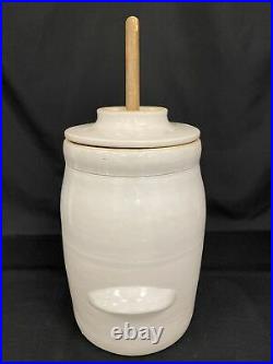 3 Gallon Indian Head Louisville Pottery Stoneware Butter Churn Antique 15 Tall