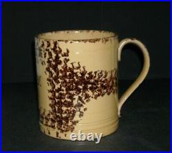 5 1/2 Presentation Sponged Yellow Ware Tankard Mug K. P. D. 1879 Stoneware