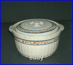 7 1/4 Dia. Red Wing Pottery Sponge Band Stoneware Covered Casserole Dish