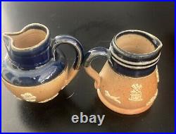 9 Doulton Lambeth Pottery Stoneware FOX HUNTSMAN Mini Open Salt, Pitchers, Vase