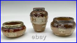 9 Doulton Lambeth Pottery Stoneware FOX HUNTSMAN Mini Open Salt, Pitchers, Vase