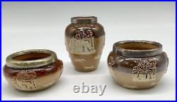 9 Doulton Lambeth Pottery Stoneware FOX HUNTSMAN Mini Open Salt, Pitchers, Vase