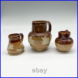 9 Doulton Lambeth Pottery Stoneware FOX HUNTSMAN Mini Open Salt, Pitchers, Vase