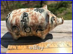 AAFA Antique Pottery Stoneware Incised Pig decorated roseville Spongeware