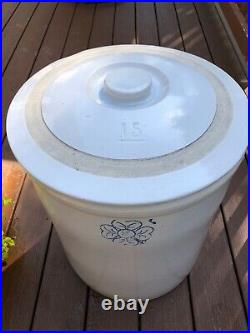 ANTIQUE 15 GALLON MILLER STONEWARE CROCK POTTERY Very Good Condition W LID