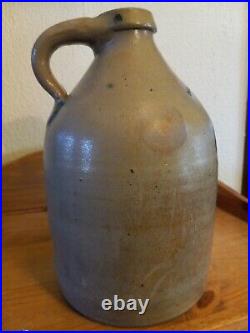 ANTIQUE 1800's N. CLARK JR. ATHENS NEW YORK Flower Design STONEWARE JUG