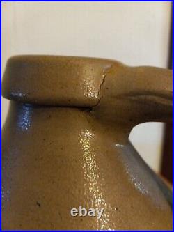 ANTIQUE 1800's N. CLARK JR. ATHENS NEW YORK Flower Design STONEWARE JUG