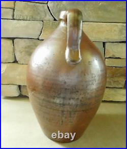 ANTIQUE 1830-40 OVOID SALT GLAZED STONEWARE JUG / LARGE SIZE 15 1/2 x 10