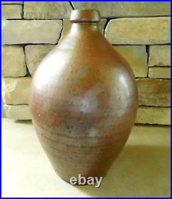 ANTIQUE 1830-40 OVOID SALT GLAZED STONEWARE JUG / LARGE SIZE 15 1/2 x 10