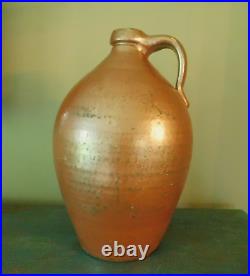 ANTIQUE 1830-40 OVOID SALT GLAZED STONEWARE JUG / LARGE SIZE 15 1/2 x 10