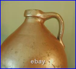 ANTIQUE 1830-40 OVOID SALT GLAZED STONEWARE JUG / LARGE SIZE 15 1/2 x 10